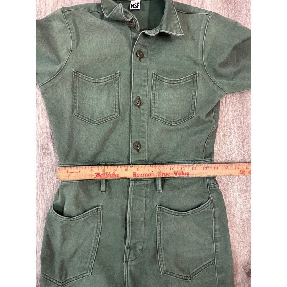 NSF Clothing Green‎ Utility Jumpsuit Flare Leg Button Up Women's Size 26 - Picture 6 of 9